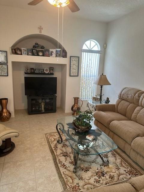 3816 N Cranberry Blvd, North Port, FL 34286 - living area featuring ceiling fan and tile patterned flooring