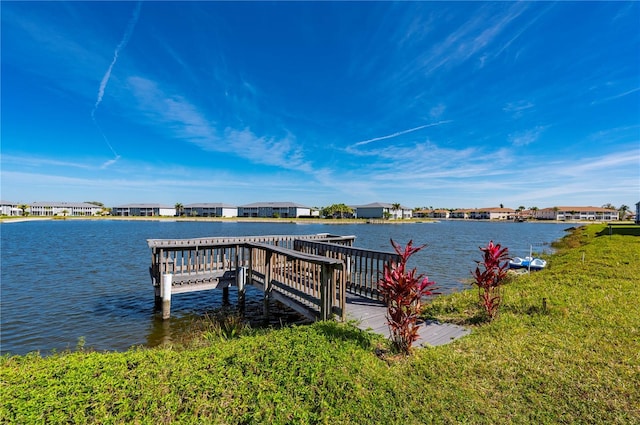 dock area featuring a water view