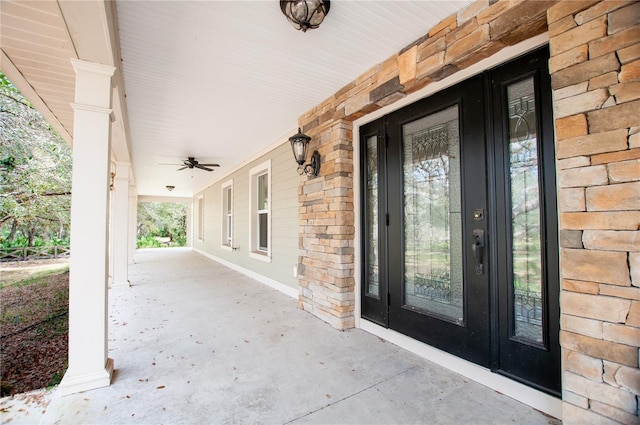 view of patio / terrace with a ceiling fan