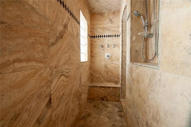 interior details with tiled shower