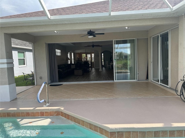 1859 Scarlett Ave, North Port, FL 34289 - view of swimming pool with a patio, a lanai, and a ceiling fan