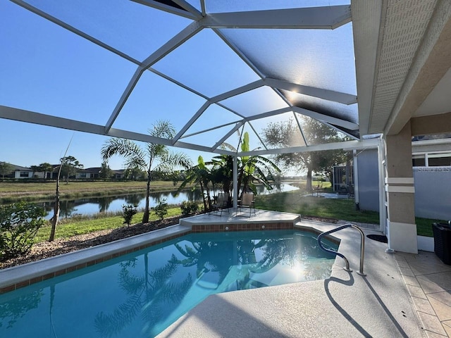 1859 Scarlett Ave, North Port, FL 34289 - outdoor pool with a water view, a patio area, and a lanai