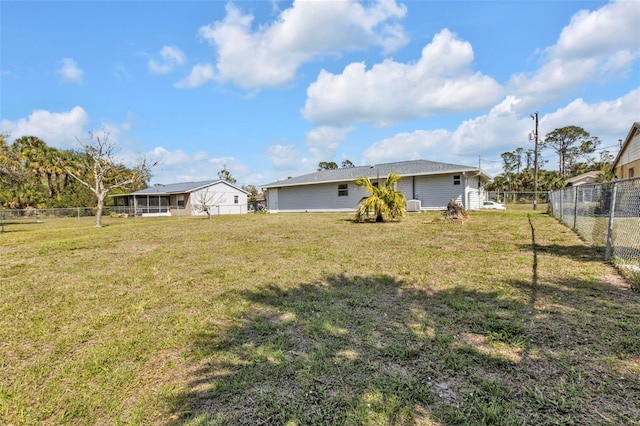 view of yard featuring a fenced backyard