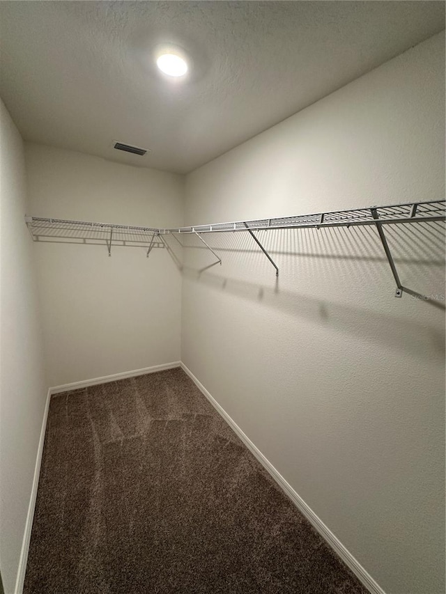 walk in closet featuring carpet floors and visible vents