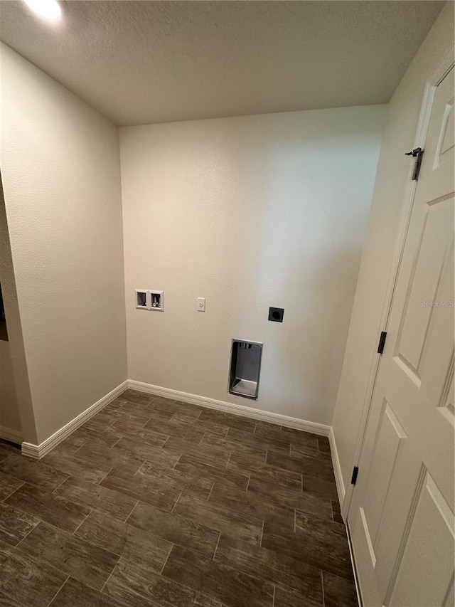 clothes washing area with laundry area, washer hookup, hookup for an electric dryer, and wood finish floors