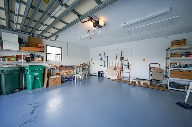 garage with a garage door opener