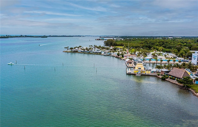 bird's eye view featuring a water view