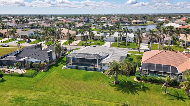 drone / aerial view with a residential view