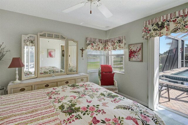 507 Monaco Dr, Punta Gorda, FL 33950 - bedroom with access to exterior, carpet, and ceiling fan