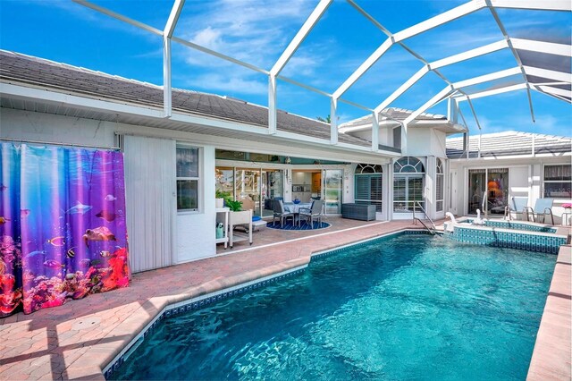 507 Monaco Dr, Punta Gorda, FL 33950 - view of pool with a patio, a lanai, and a pool with connected hot tub