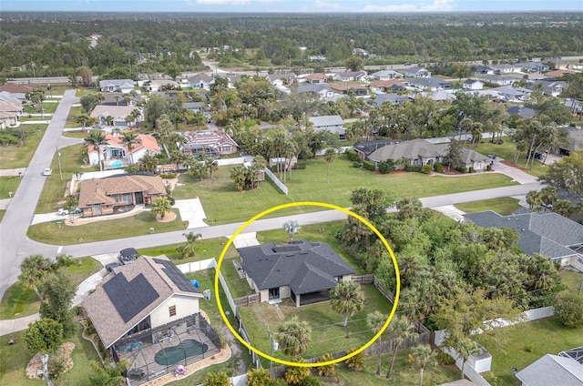 bird's eye view with a residential view