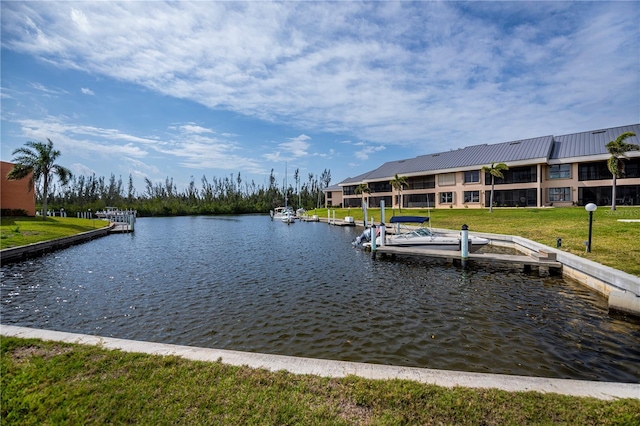 property view of water featuring a dock