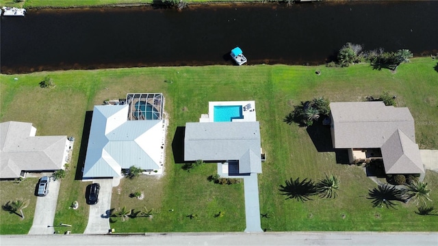 bird's eye view featuring a water view