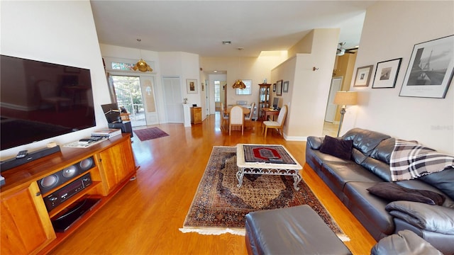 living area featuring wood finished floors