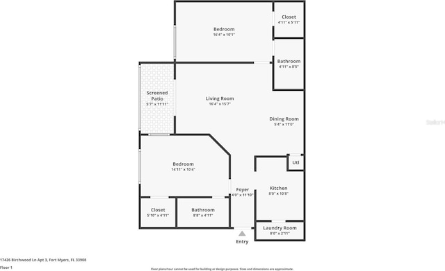 17426 Birchwood Ln Unit 3, Fort Myers, FL 33908 - property floor plan