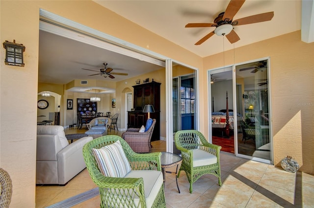 view of patio featuring visible vents and ceiling fan