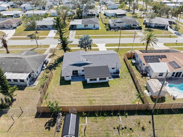 bird's eye view with a residential view