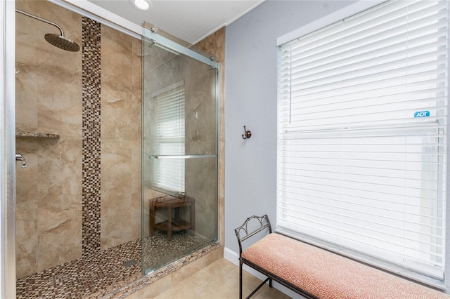 bathroom featuring a stall shower