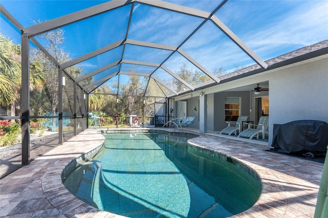 pool featuring a patio area and a lanai