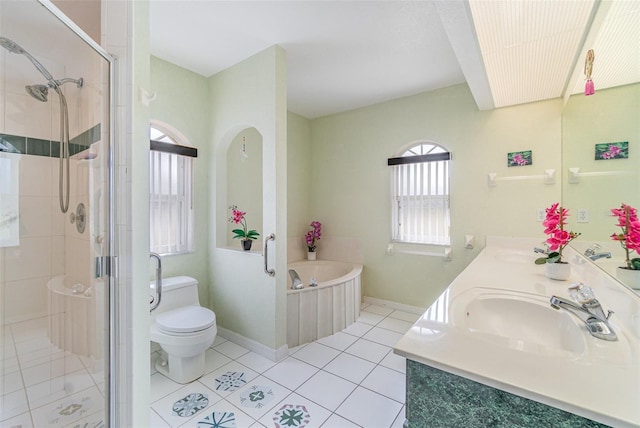 full bath with a wealth of natural light, a sink, and a shower stall