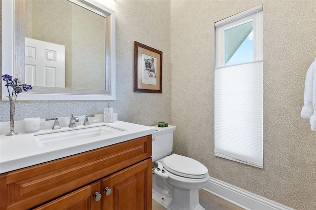 bathroom with toilet and vanity