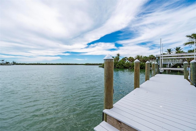 dock area featuring a water view