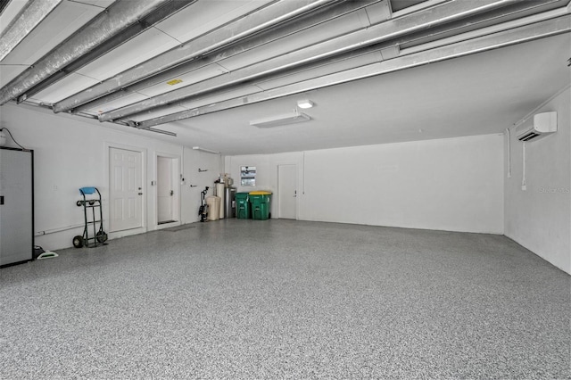 garage featuring a wall mounted air conditioner