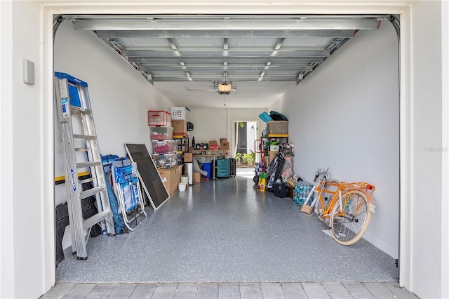 garage with a garage door opener