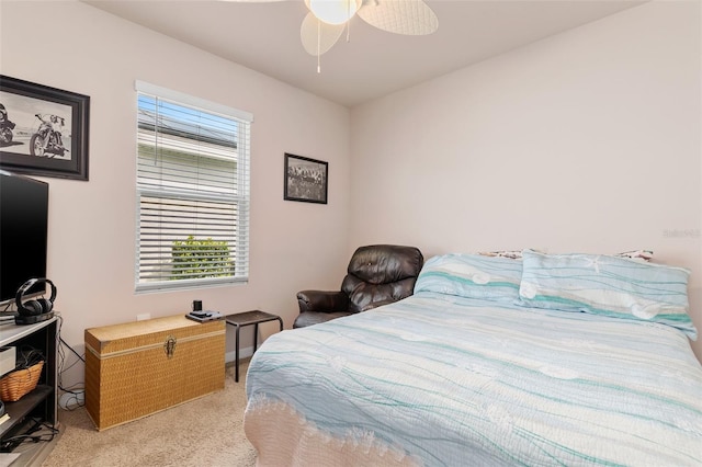 bedroom featuring carpet floors and a ceiling fan