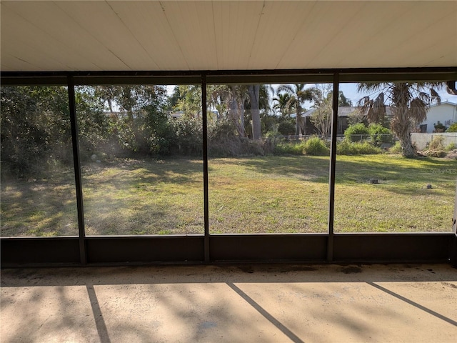 view of unfurnished sunroom