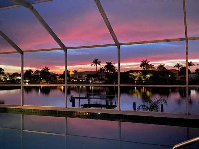 water view featuring a dock