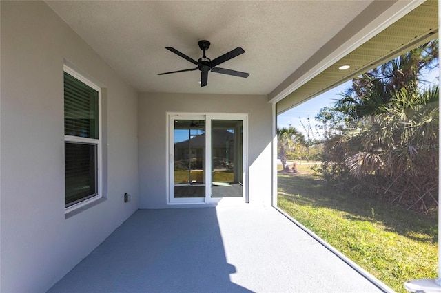 view of patio with ceiling fan