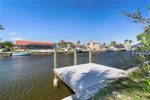 dock area with a water view