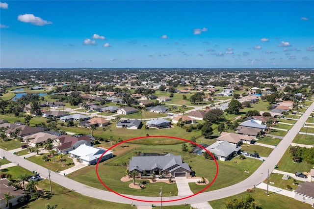 aerial view with a residential view