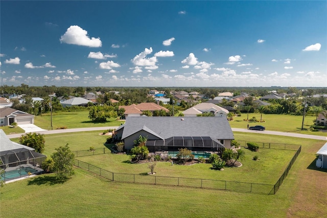 drone / aerial view with a residential view