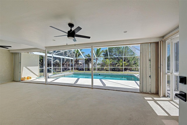 outdoor pool with ceiling fan