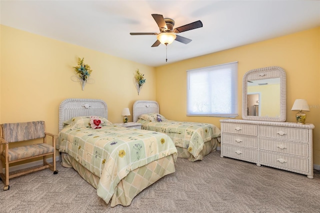 bedroom with carpet and ceiling fan