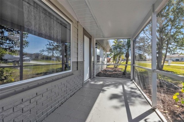 view of unfurnished sunroom