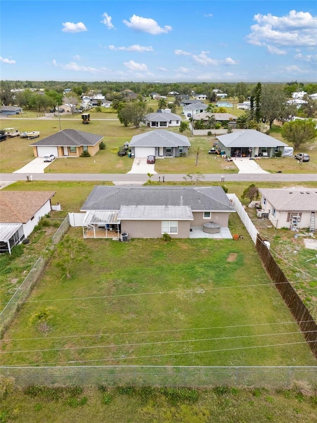 birds eye view of property with a residential view