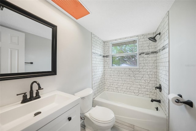 full bathroom with toilet, shower / tub combination, and vanity