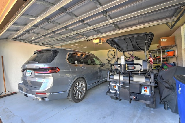 garage with a garage door opener