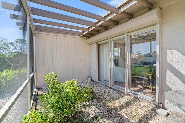 sunroom / solarium with beam ceiling