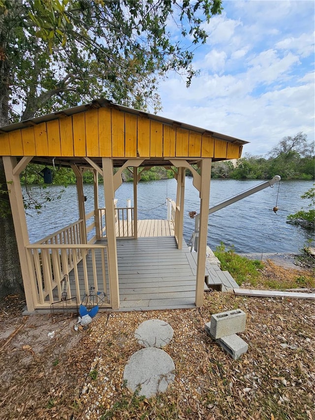 dock area featuring a water view