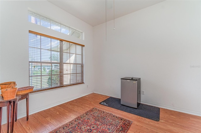 interior space featuring light wood-style floors, plenty of natural light, and baseboards