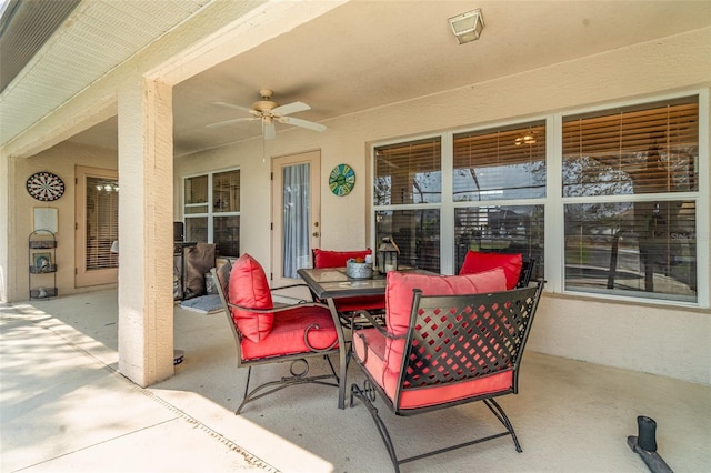 view of patio with a ceiling fan