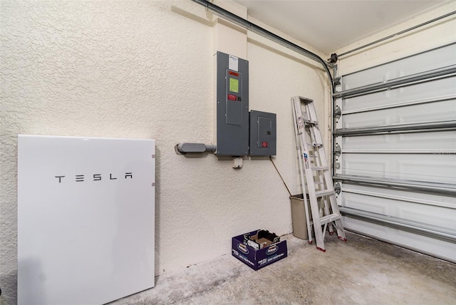 garage with electric panel