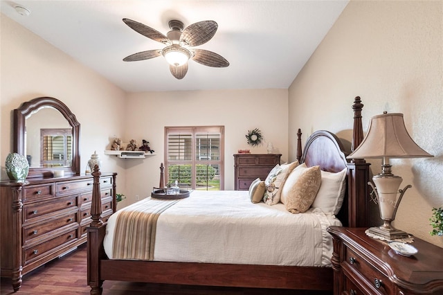 24321 Kintail Ct, Punta Gorda, FL 33980 - bedroom featuring ceiling fan and dark wood finished floors
