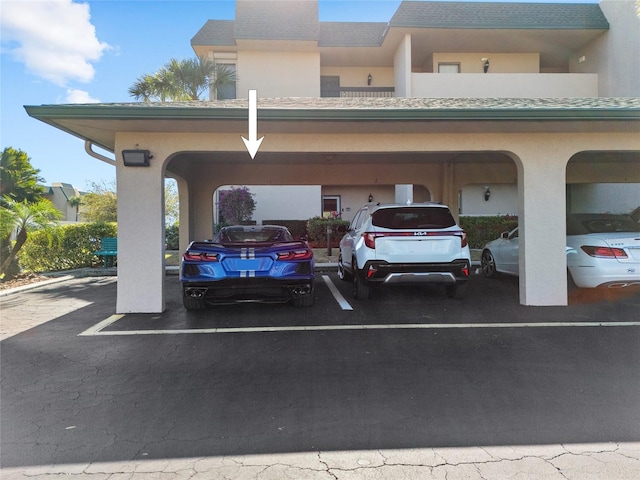 view of covered parking lot