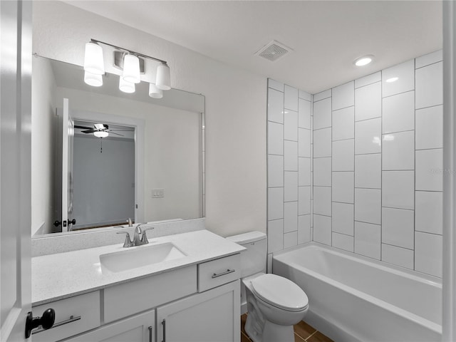 17331 Elmwood Ave, Port Charlotte, FL 33948 - full bath featuring vanity, a ceiling fan, shower / bath combination, and recessed lighting