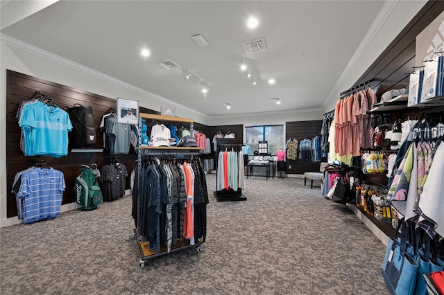 walk in closet featuring visible vents and carpet